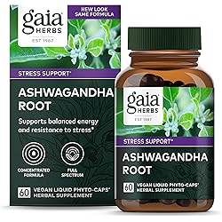 Gaia Herbs Ashwagandha Root - Made with Organic Ashwagandha Root to Help Support a Healthy Response to Stress, The Immune System, and Restful Sleep - 60 Vegan Liquid Phyto-Capsules 30-Day Supply