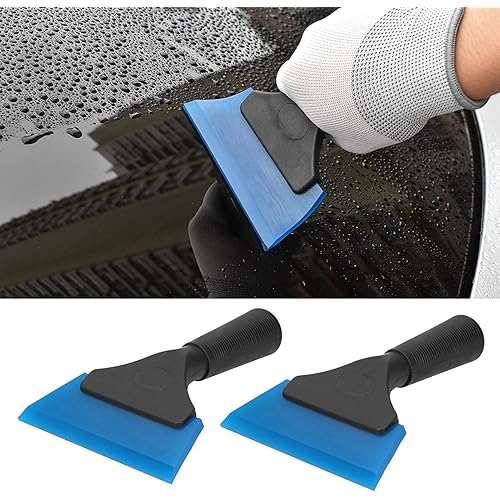 cyrank 2pcs Small Squeegee Rubber Window Tint Squeegee, Mini Glass Wiper Shower Squeegee Non Slip Handle for Auto Window Tint Tool Home