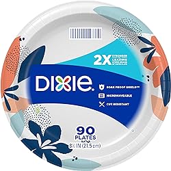 Dixie Paper Plates, 8 12 inch, Dinner Size Printed Disposable Plate, 90 Count