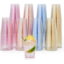 200 Pack 10 oz Plastic Cups, Disposable Drinking Cups in Assorted Colors, Party Cups With 4 Colors, Perfect for Parties, Celebrations and Christmas Day