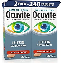Bausch Lomb Ocuvite Vitamin & Mineral Supplement Tablets with Lutein, 120 Count Bottle Pack of 2
