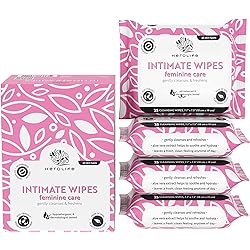 HEROLIFE Intimate Wipes Feminine Care, Plant-Based, pH-Balanced, Biodegradable, Hypoallergenic, formulated with plant-derived ingredients 4 packs of 25 = 100 Thick, 7.1” x 7.5” Large size wet wipes