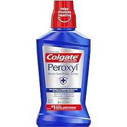 Colgate Peroxyl Antiseptic Mouth Sore Rinse, Mild Mint - 250mL, 8.4 fluid ounce
