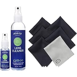 Eyeglass Lens Cleaner Kit - 6 oz. Spray Bottle and 1 oz. Travel Spray Bottle 6 Microfiber Cleaning Cloths - Safe for All Lenses, Eyeglasses and Screens