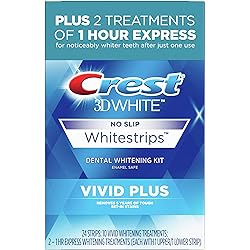 Crest 3D Whitestrips, Vivid Plus, Teeth Whitening Strip Kit, 24 Strips 12 Pack Packaging May Vary