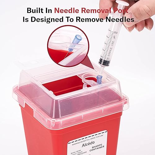 All New Alcedo Sharps Container for Home Use and Professional 1 Quart Plus 3-Pack, Biohazard Needle and Syringe Disposal, Small Portable Container for Travel
