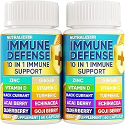 10 in 1 Immune Defense Vitamins - D3 Vitamin 5000 IU, 1000 mg Vitamin С, Zinс 50 mg - Vitamin Capsules for Overall Health - Immune Support Supplement with Echinacea and Elderberry 120 Caps in Total