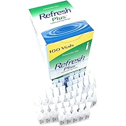 Allergan Refresh Plus Lubricant Eye Drops Single-Use Vials, Clear, 100 Count Pack of 1