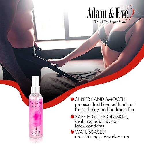 Adam & Eve Flavored Lube, Cotton Candy Flavor, 4 oz | Sugar-Free, Water Based Lube for Men, Women, and Couples