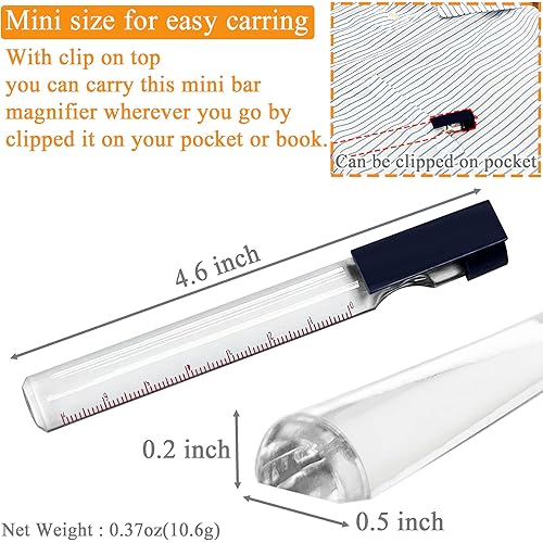 MagDepo 2X Bar Magnifier with Color Guiding Line 1 Bonus 2X Stick Bar Magnifier with Clip Magnifying Glass for Reading Books, Magazine, and Small Print