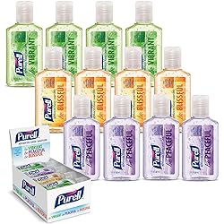Purell Advanced Hand Sanitizer Gel Infused with Essential Oils, Scented Variety Pack, 1 fl oz Travel Size Flip Cap Bottles Box of 12 Bottles- 3901-24-CMRMETRY