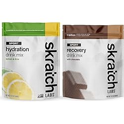Skratch Labs Hydration Powder and Recovery Drink Mix Gift Pack Bundle, Lemon Lime Sports Drink and Chocolate Post Workout Carbohydrate Supplement