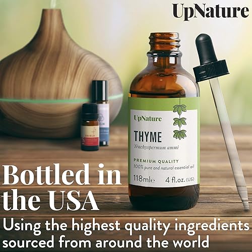 UpNature Thyme Essential Oil - 100% Natural & Pure , Undiluted, Premium Quality Aromatherapy Oil - Calms and Soothes Skin, 4oz