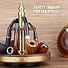 Scotte Tobacco Pipe Stand Wooden 360 Degree Rotatable Tobacco Pipe Display Rack for 8 Smoking Pipes with Carved Pattern Decoration Tobacco Pipe Accessories