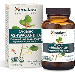Himalaya Organic Ashwagandha, 2 Month Supply for Stress Relief, USDA Certified Organic, Non-GMO, Gluten-Free Supplement, 100% Ashwagandha powder & extract, 670 mg, 60 Caplets