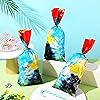 100 Pieces Party Favor Bags Tie Dye Cellophane Treat Bags Rainbow Goodie Bags for Kids Retro Colored Party Gift Bags with 150 Ribbons for Birthday Party Tie Dye Paintball Party Supplies Decorations