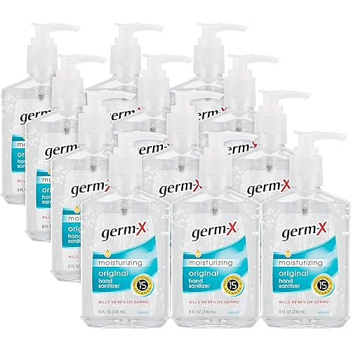Germ-X Original Hand Sanitizer, With Pump, 8 Fl Ounce pack Of 12, 96 Fl Oz