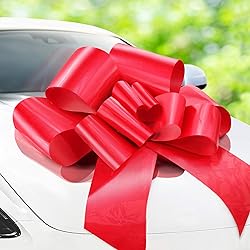 Zoe Deco Big Car Bow Red, 30 inch, Gift Bows, Giant Bow for Car, Birthday Bow, Huge Car Bow, Car Bows, Big Red Bow, Bows for Gifts, Christmas Bows for Cars, Big Gift Bow, Party Bow
