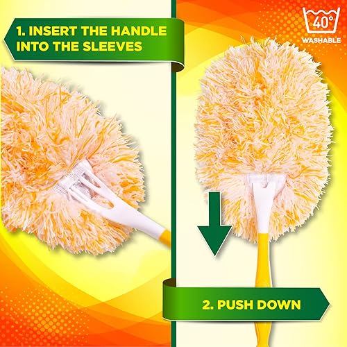 Millifiber Microfiber Reusable Refills for Swiffer Hand Duster, 360 Degree Dry Duster Heavy Duty Refills, 2-Pack Handle is Not Included