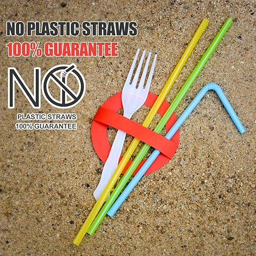 200 Count 100% Plant-Based Compostable Colorful Straws-KTOB Biodegradable Flexible Drinking Straws - A Fantastic Eco Friendly Alternative to Disposable Plastic Bendable Plasticless Straws