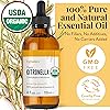 Organic Citronella Essential Oil Huge 4 OZ – USDA Certified Organic, Pure Citronella Oil, Therapeutic Grade, Undiluted, Non-GMO – Mood Boost, Aromatherapy with Dropper