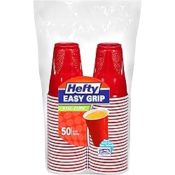 Hefty Easy Grip Plastic Party Cups Red, 9 Ounce, 50 Count