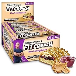 FITCRUNCH Full Size Protein Bars, Designed by Robert Irvine, World’s Only 6-Layer Baked Bar, Just 6g of Sugar & Soft Cake Core Peanut Butter and Jelly