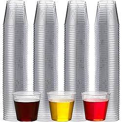 200 Shot Glasses - Bulk 1 oz Shot cups, Clear Premium Mini Hard Plastic, Disposable Whiskey Cups, ideal for Samples, Jello Shots, Bachelorette, Birthday Parties, Weddings, Dessert & Party's