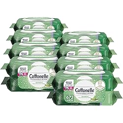Cottonelle GentlePlus Flushable Wet Wipes with Aloe & Vitamin E, Adult Wet Wipes, 16 Flip-Top Packs 8 Packs of 2, 672 Total Wipes