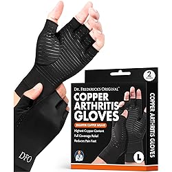 Dr. Frederick's Original Copper Arthritis Glove - 2 Gloves - Perfect Computer Typing Gloves - Fit - Large