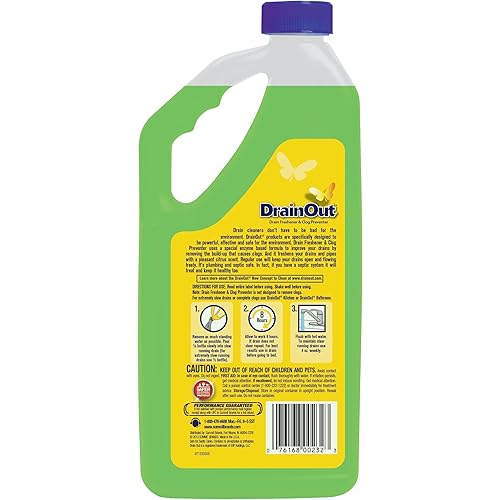 Drain OUT Drain Cleaner & Odor Eliminator, Clog Preventer and Buildup Remover, Fresh Citrus, 32 Ounce