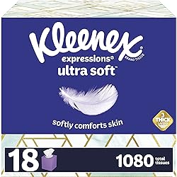 Kleenex Expressions Ultra Soft Facial Tissues, Soft Facial Tissue, 18 Cube Boxes, 60 Tissues per Box, 3-Ply 1,080 Total Tissues