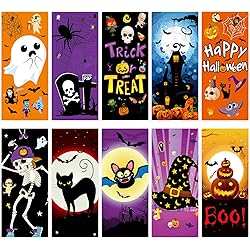 150 Pcs Halloween Cellophane Bag Small Treat Bags Clear Halloween Candy Bags Trick or Treat Cookie Goodie Bag with 200 Golden Twist Ties for Halloween Party Favors