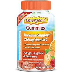 Emergen-C 750mg Vitamin C Gummies for Adults, Immune Support Gummies with B Vitamins, Gluten Free, Orange, Tangerine and Raspberry Flavors - 63 Count