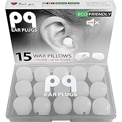 PQ Wax Ear Plugs for Sleep - 15 Silicone Wax Earplugs for Sleeping and Swimming - Gel Ear Plugs for Noise Cancelling, Ear Protection - Sleeping Earplugs with Sound Blocking Level of 32 Db 15-Pillows