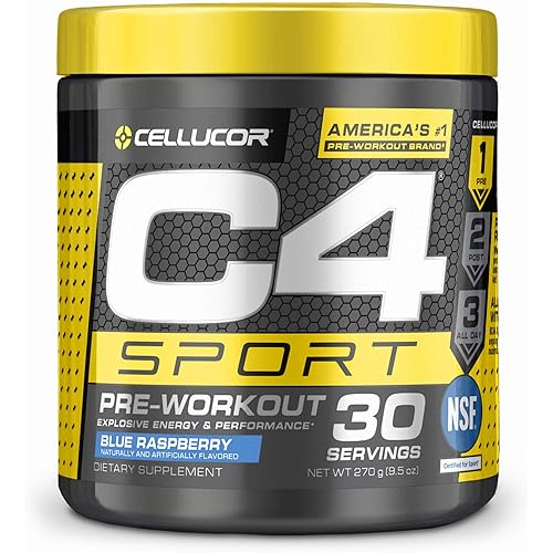 C4 Sport Pre Workout Powder Blue Raspberry - Pre Workout Energy with 3g Creatine Monohydrate 135mg Caffeine and Beta-Alanine Performance Blend - NSF Certified for Sport | 30 Servings