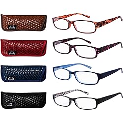 EYEGUARD Readers 4 Pack of Thin and Elegant Womens Reading Glasses with Beautiful Patterns for Ladies 2.50