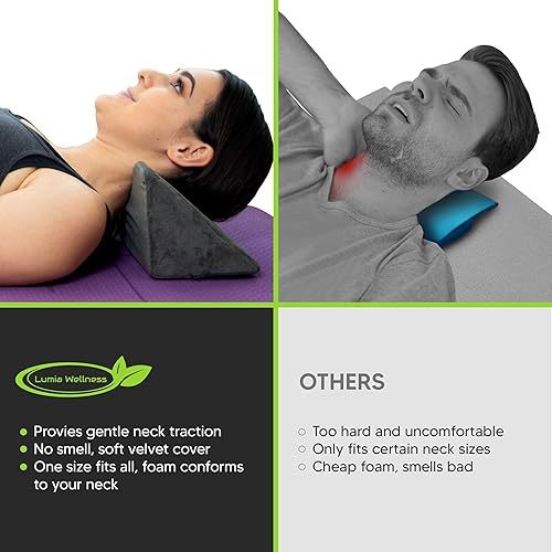 Lumia Wellness Cervical Traction Wedge Pillow - Neck and Shoulder Relaxer, Cervical Spinal Correction, TMJ Pain Relief, Chiropractic Stretcher