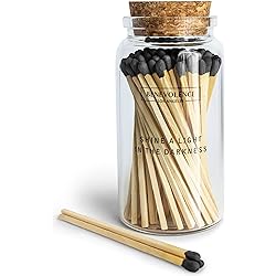 Decorative Matches, Premium Wooden Matches | Artisan Long Matches for Candles, Matches in a Jar | Colored Safety Matches for Lighting Candles with Match Striker On The Bottle Midnight Black