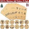 240 Pcs 20 Sheets Christmas Gift Stickers Self Adhesive Kraft Xmas Tags Christmas Name Tags Presents Labels for Boxes Bags Envelopes Package Decoration Christmas Party Supplies, 2 x 3 Inch