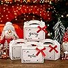 12 Pieces Christmas Gift Boxes Small Treat Boxes Xmas Party Favor Boxes Candy Goodie Paper Boxes with Red Ribbon for Holiday Party Favor Supplies