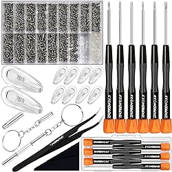 Eyeglass Repair Tools Kit, TEKPREM Glasses Screwdriver Set with Screws, Nose Pads, Phillips & Flathead Screwdrivers,Tweezer,Cleaning Cloth for Eye glasses,Sunglasses and Nose Piece Replacement