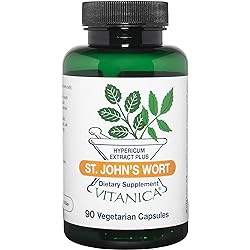 Vitanica St. John's Wort Capsules - Non-GMO Potent 0.3% 900mcg Hypericin, Saint Johns Wort for Mood, Emotional & PMS Support, Vegan Supplement, 90 Count St. John's Wort Pro Logo