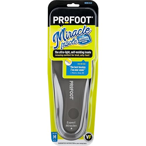 PROFOOT Original Miracle Insole, Men's 8-13, 1 Pair, 2-Layer Lightweight Insole with Memory-Foam Technology for Relief from Sore Feet and Aching Heels from Walking, Standing, Hiking