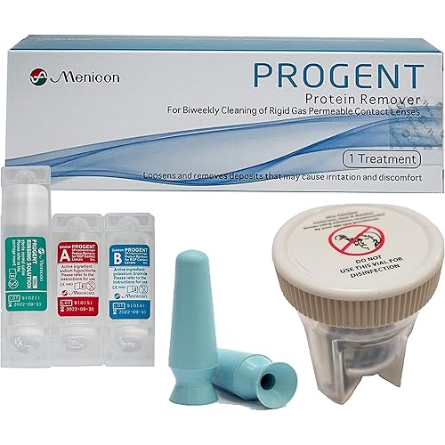 Menicon Progent 1 Treatment Gas Permeable Contact Lens Cleaner, Large Diameter Lens Case and DMV Scleral Contact Lens Remover Inserter Bundle of 3 Items