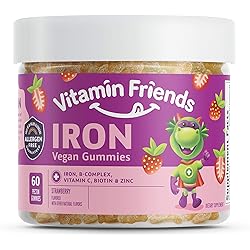 Vitamin Friends Iron Multivitamin for Kids - Vegan 60 Day Supply Ferrous Fumarate with B-Complex, Vitamin C, Zinc, Biotin - Iron Gummies Support Kids Body Function Iron Levels & Anemia
