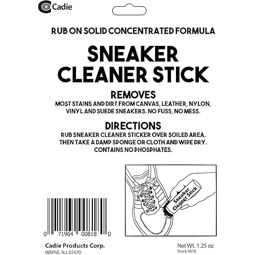 Sneaker Cleaner Stick - Dirt and Stain Remover for White or Colored Athletic Shoes for Sports or Daily Use - Suitable for Canvas, Nylon, Vinyl, and Leather Footwear | by Cadie 1 Pack