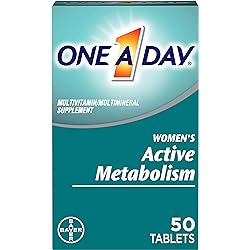 One A Day Women’s Active Metabolism Multivitamin, Supplement with Vitamin A, Vitamin C, Vitamin D, Vitamin E and Zinc for Immune Health Support, Iron, Calcium, Folic Acid & more, 50 Count