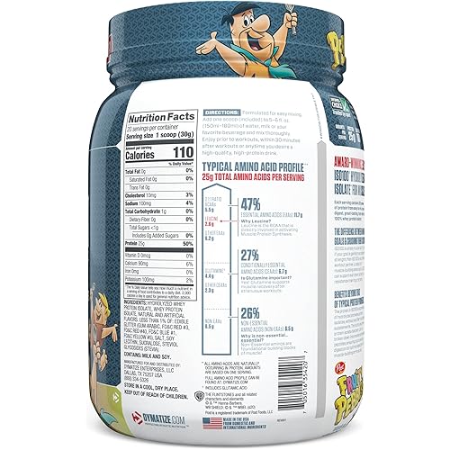Dymatize ISO100 Hydrolyzed Protein Powder, 100% Whey Isolate Protein, 25g of Protein, 5.5g BCAAs, Gluten Free, Fast Absorbing, Easy Digesting, Fruity Pebbles, 20 Servings