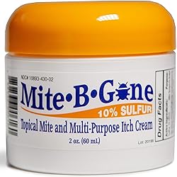 Mite-B-Gone 10% Sulfur Cream Itch Relief from Mites, Insect Bites, Acne, and Fungus 2oz Fast and Effective Relief for All Mites with an All-Natural Blend of Anti-Inflammatory Ingredients